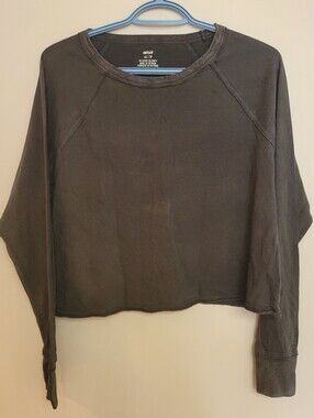 Aerie Women's Dark Brown Cropped Crewneck Sweatshirt